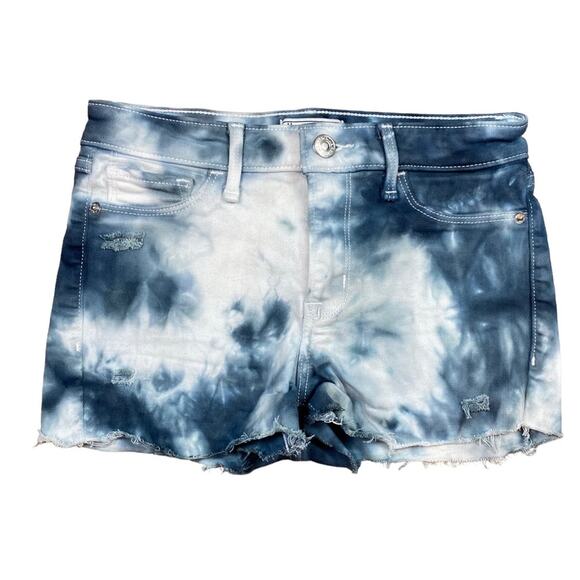 A&F Harper Low Rise Super Skinny Distressed Tie Dye Jean Shorts Size 24 / 00 - Picture 1 of 6